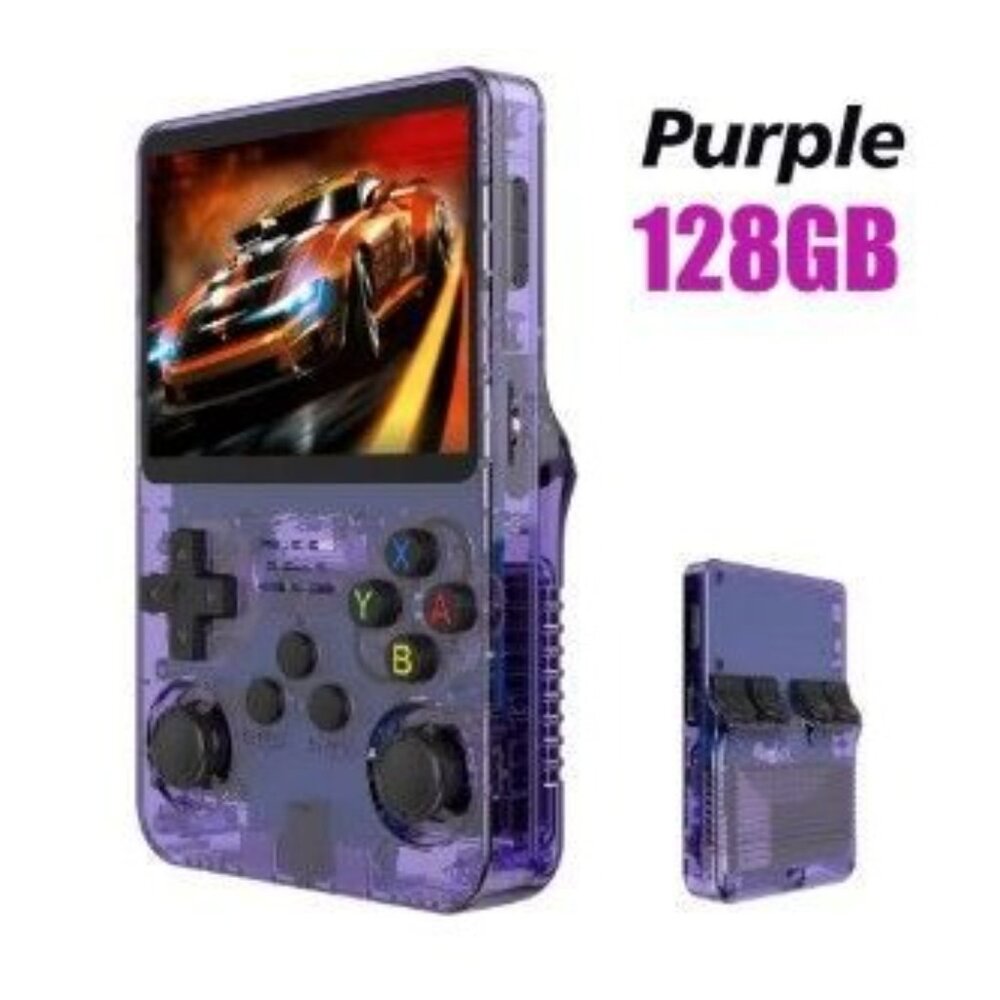 R36S Handheld Game Console 3.5 Inch Color Screen Retro 21,000 Plus Games Purple